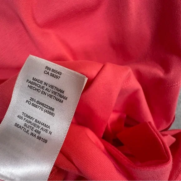 Tommy Bahama Islandscape Jersey Midi Dress NWT Melon Berry V Neck Pockets XS - Picture 12 of 16